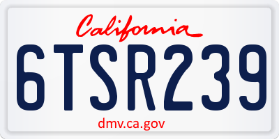 CA license plate 6TSR239