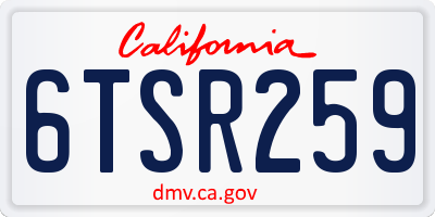 CA license plate 6TSR259