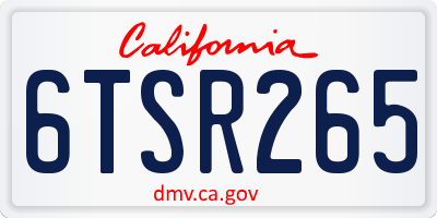 CA license plate 6TSR265