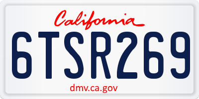 CA license plate 6TSR269