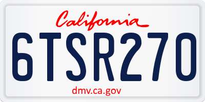 CA license plate 6TSR270