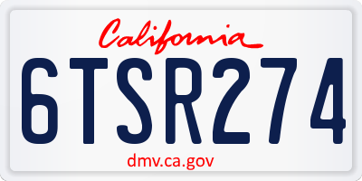 CA license plate 6TSR274