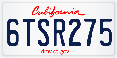 CA license plate 6TSR275