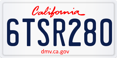 CA license plate 6TSR280