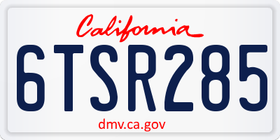 CA license plate 6TSR285