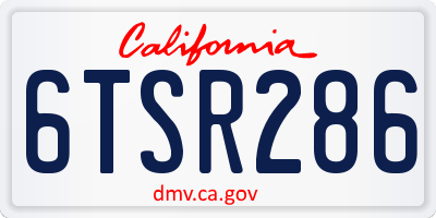 CA license plate 6TSR286