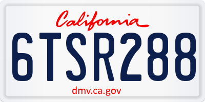 CA license plate 6TSR288