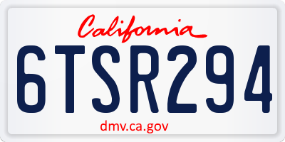 CA license plate 6TSR294