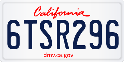 CA license plate 6TSR296
