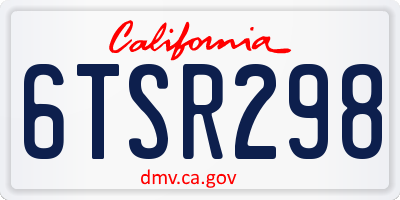 CA license plate 6TSR298