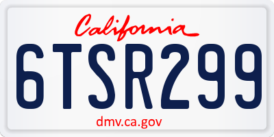 CA license plate 6TSR299