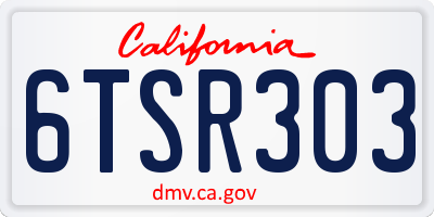 CA license plate 6TSR303