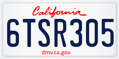 CA license plate 6TSR305