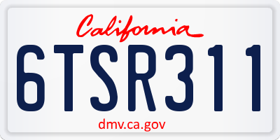 CA license plate 6TSR311