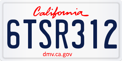 CA license plate 6TSR312