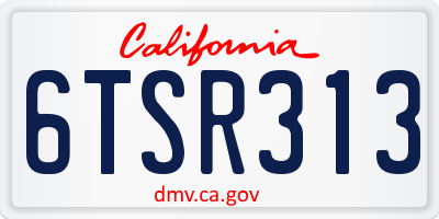 CA license plate 6TSR313