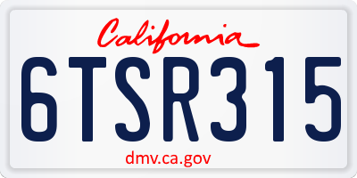 CA license plate 6TSR315