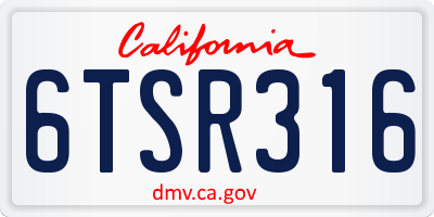CA license plate 6TSR316