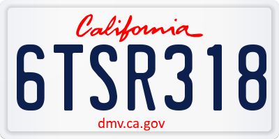 CA license plate 6TSR318