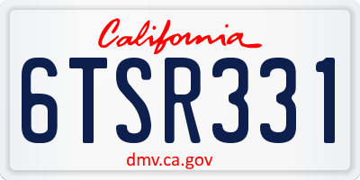 CA license plate 6TSR331
