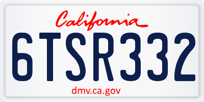 CA license plate 6TSR332