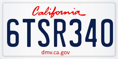 CA license plate 6TSR340