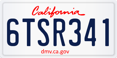 CA license plate 6TSR341