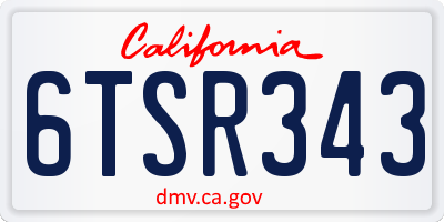 CA license plate 6TSR343