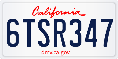 CA license plate 6TSR347