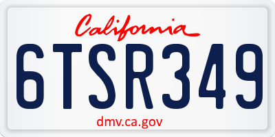 CA license plate 6TSR349