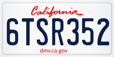 CA license plate 6TSR352