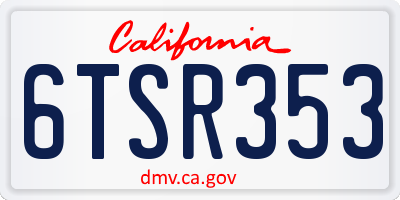 CA license plate 6TSR353