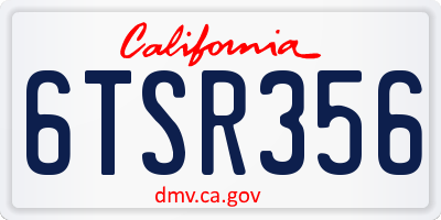 CA license plate 6TSR356