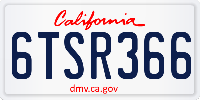 CA license plate 6TSR366