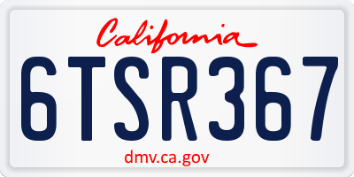 CA license plate 6TSR367