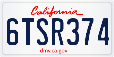 CA license plate 6TSR374
