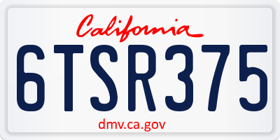 CA license plate 6TSR375