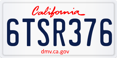 CA license plate 6TSR376