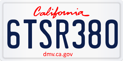 CA license plate 6TSR380