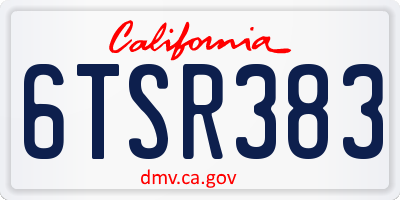 CA license plate 6TSR383