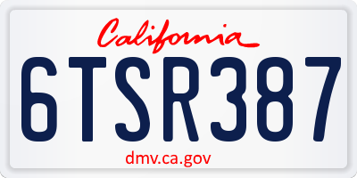 CA license plate 6TSR387