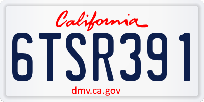 CA license plate 6TSR391