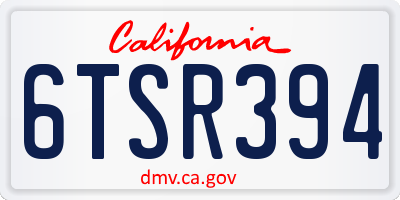 CA license plate 6TSR394
