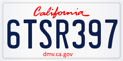 CA license plate 6TSR397