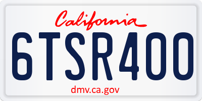 CA license plate 6TSR400