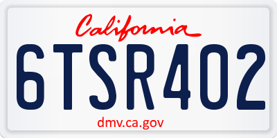 CA license plate 6TSR402