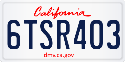 CA license plate 6TSR403