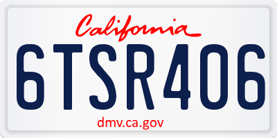 CA license plate 6TSR406