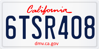 CA license plate 6TSR408