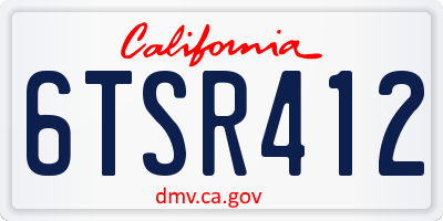 CA license plate 6TSR412